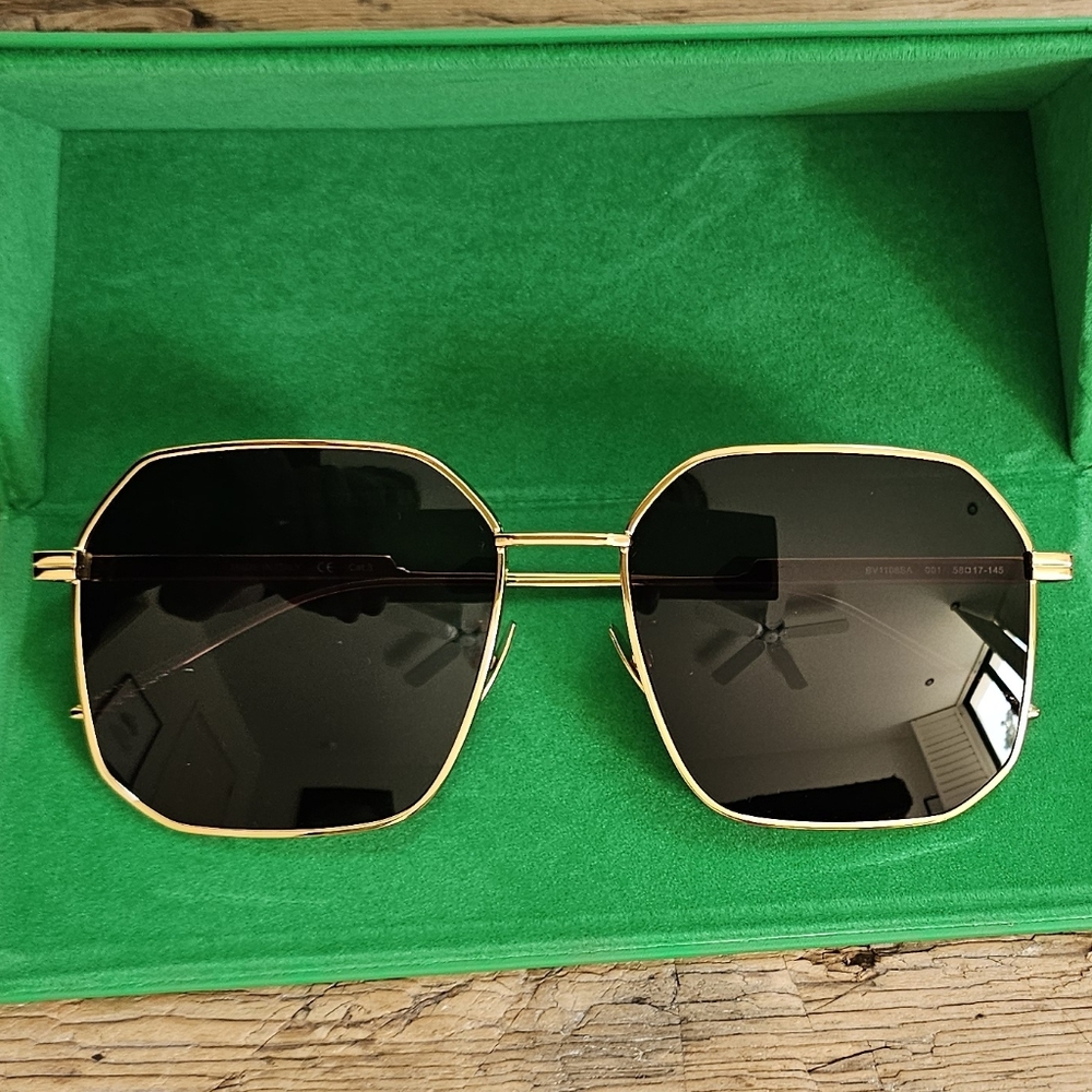 Bottega Veneta Gold Aviator Sunglasses